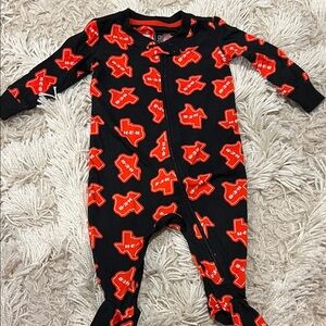 HEB Black & Red Kids One-Piece Zip Footed Pajamas TEXAS LOVERS!
